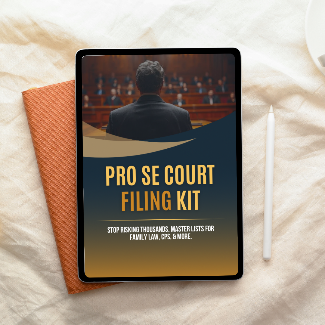 PRO SE COURT FILING KIT: STOP RISKING THOUSANDS. MASTER LISTS FOR FAMILY LAW, CPS, & MORE. - THE LEGAL PLAYBOOK CO