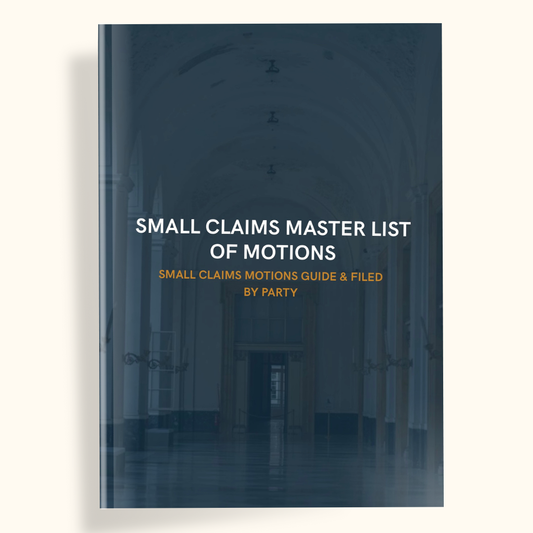 MASTER MOTION & AFFIDAVIT LISTS & FILED BY PARTY | SMALL CLAIMS - THE LEGAL PLAYBOOK CO