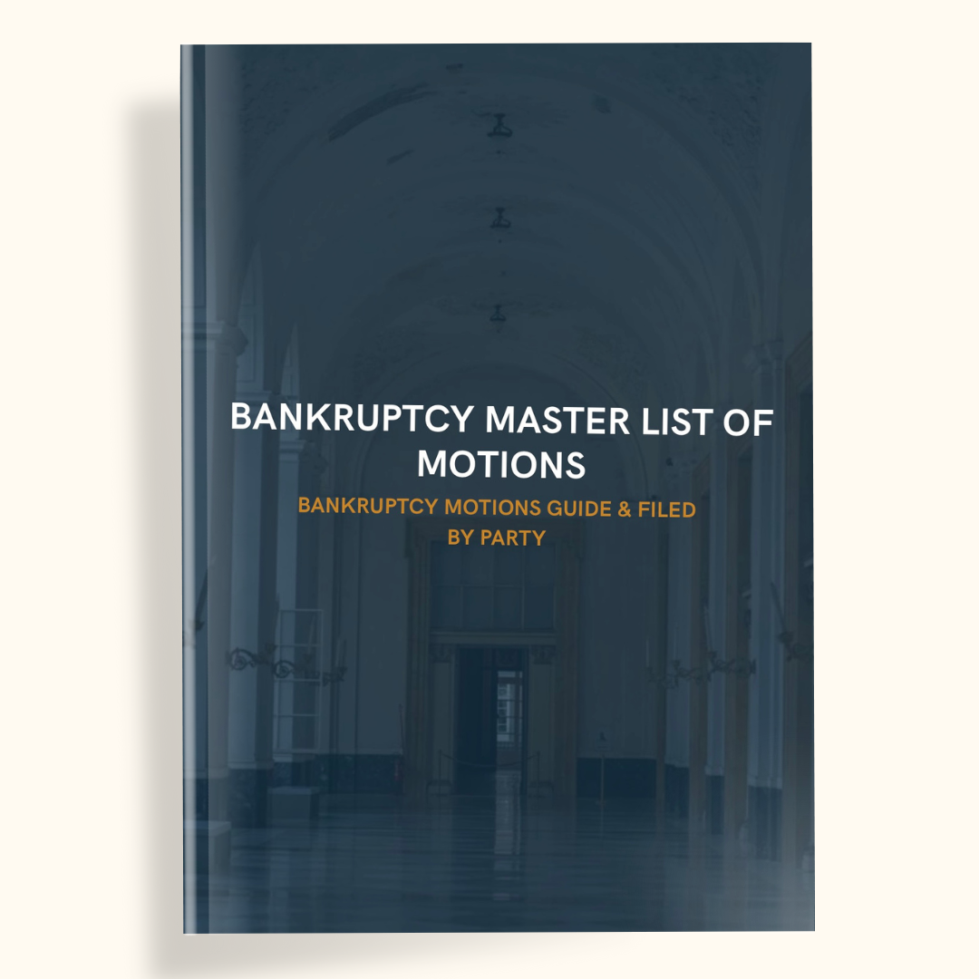 MASTER MOTION & AFFIDAVIT INDEX & FILED BY PARTY | BANKRUPTCY - THE LEGAL PLAYBOOK CO