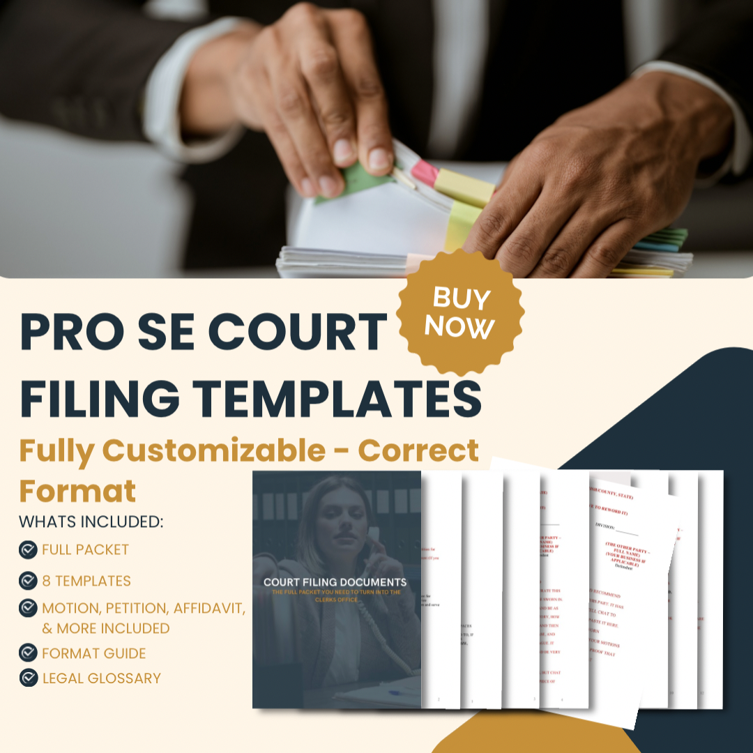 PRO SE COURT TEMPLATES - FULLY CUSTOMIZABLE | FILE WITH THE CLERK - THE LEGAL PLAYBOOK CO