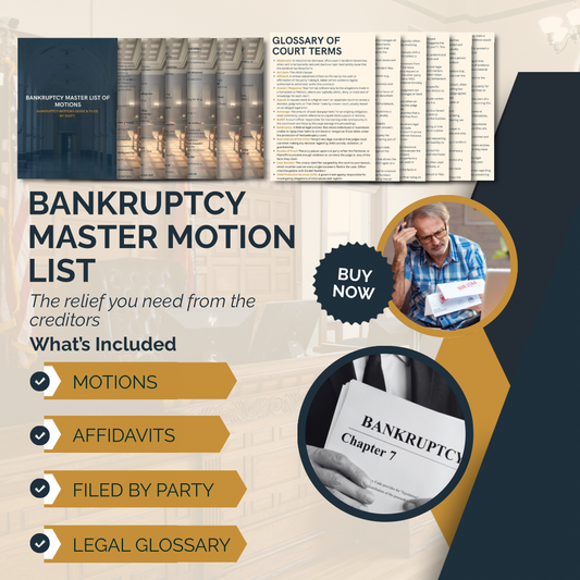 MASTER MOTION & AFFIDAVIT INDEX & FILED BY PARTY | BANKRUPTCY - THE LEGAL PLAYBOOK CO