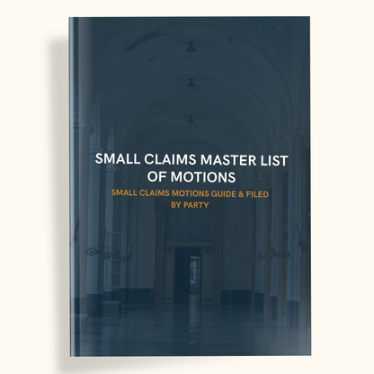 MASTER MOTION & AFFIDAVIT LISTS & FILED BY PARTY | SMALL CLAIMS - THE LEGAL PLAYBOOK CO